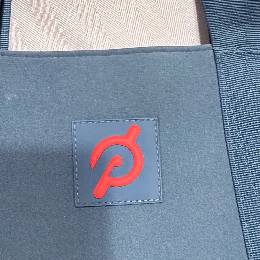 Peloton Teal-Blue Laptop Tote with Red Logo Accent